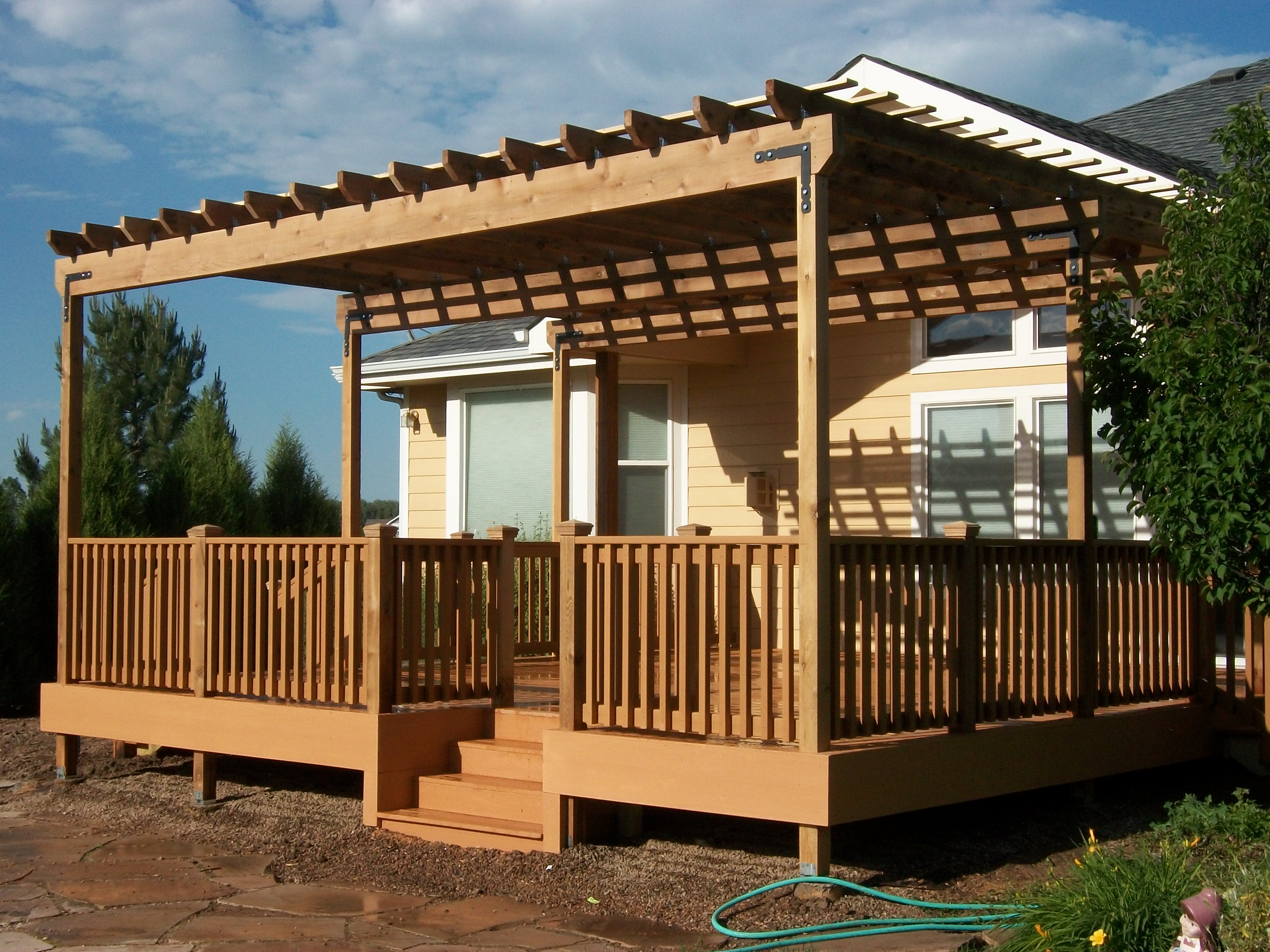Trex Composite Outdoor Deck and Cedar Pergola